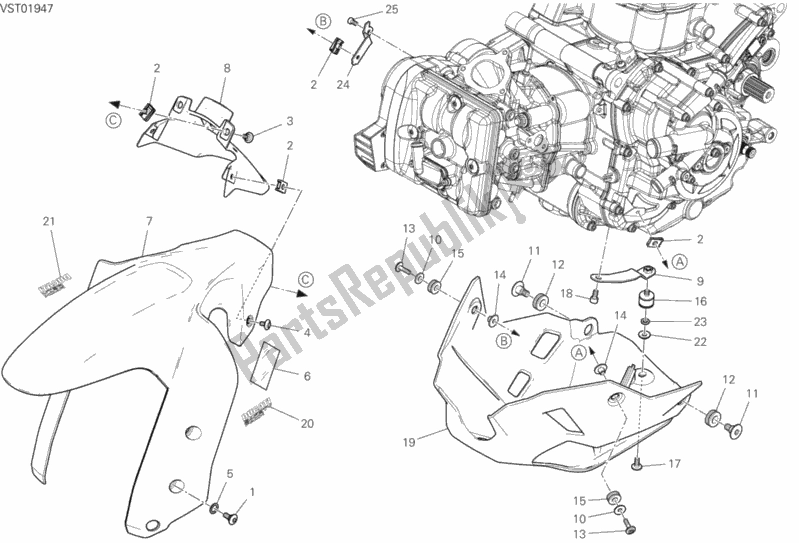 Todas as partes de 34b - Carenagem do Ducati Multistrada 950 S SW USA 2020